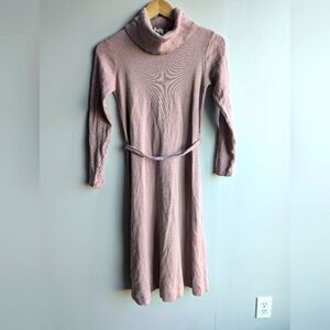 Ports international pure virgin wool midi binge dress belted turtle neck size S